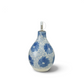 Mellow Monkey stoneware oil cruet in blue and white floral pattern with a stainless steel spout and plastic cover.