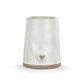 Mellow Monkey 3-inch stoneware bud vase in white with a small embossed heart detail for home decor.