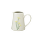 Mellow Monkey stoneware creamer featuring hand-painted yellow botanical flower motifs and a reactive glaze finish.