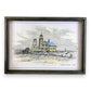 Mellow Monkey Stratford Point Light vintage lighthouse drawing reproduction in grey reclaimed wood frame.