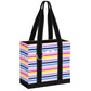 Mellow Monkey Original Deano small striped tote bag with black straps and a structured, burst-proof base.