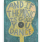 Mellow Monkey Sugarboo gallery wrap wall art featuring a yellow guitar shape with hand-lettered music quote