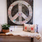 Mellow Monkey Sugarboo Choose Peace gallery wrap wall art featuring a large peace sign with inspirational quotes.