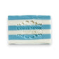 Mellow Monkey Summer Cottage handmade bar soap, blue and white striped, 4-oz, vegan, phthalate & paraben-free.