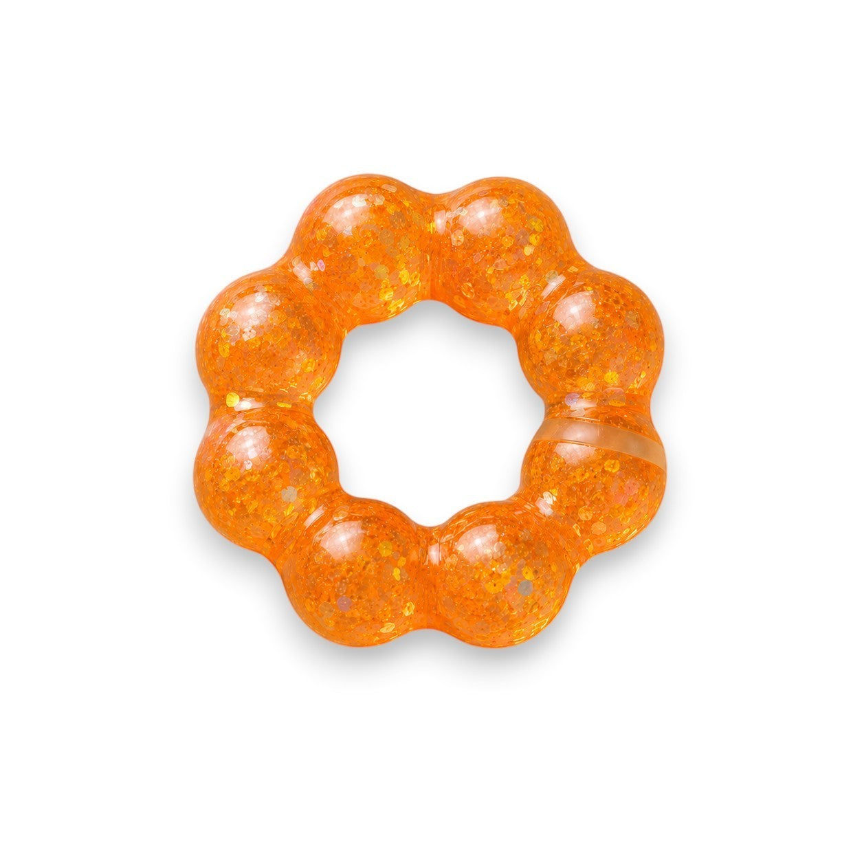 Mellow Monkey Sunburst Orange Feelzies Original sensory bracelet with glittery, squishy, donut-shaped design.