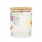 Mellow Monkey Sunwashed Cotton Pet House candle in a glass jar with a wooden lid and laundry-themed illustration