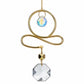 Mellow Monkey Swirl celestial suncatcher with bronze wire, gold chain, and sparkling light-reflecting crystals.