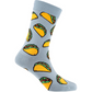 Mellow Monkey bamboo knit socks in grey with a fun golden-yellow taco pattern, hypoallergenic and anti-odor.