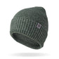 Mellow Monkey Britt's Knits Tahoe beanie in dark green with a moss stitch pattern and stretchy rib knit cuff.