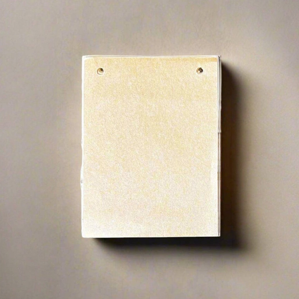 Mellow Monkey tan leather notepad with off-white tree-free paper, 6x4.5 inches, string tie closure.