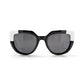 Mellow Monkey Tanning at Tiffany's black and white cat-eye sunglasses with UV protected lenses.