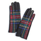 Mellow Monkey red and green tartan plaid gloves with black microsuede palms and touchscreen compatible fingertips