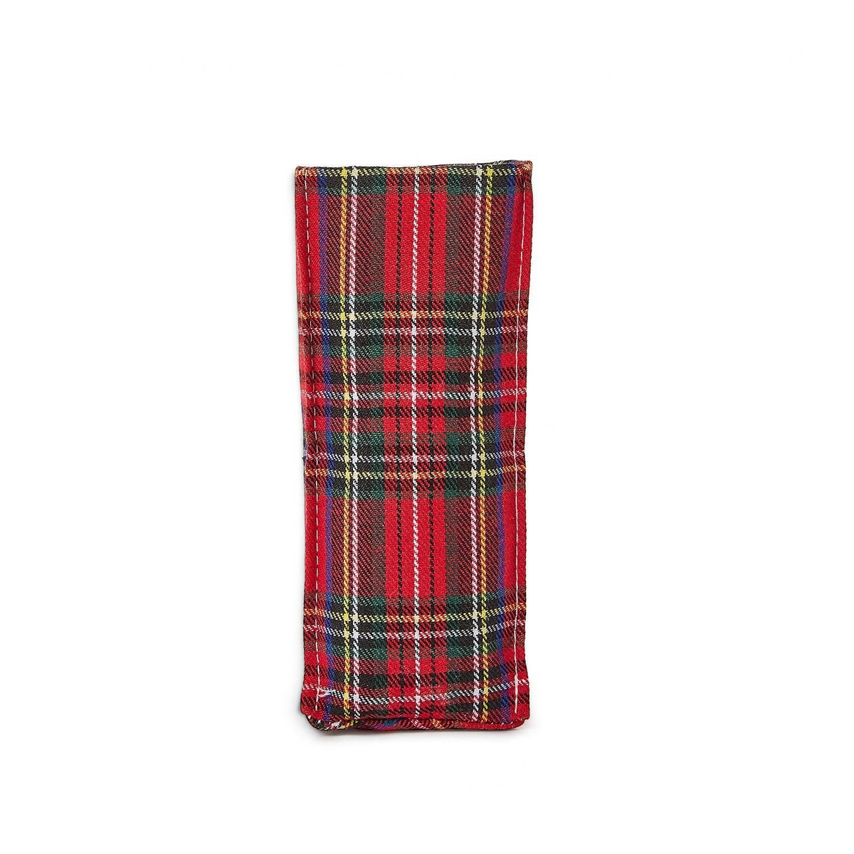 Mellow Monkey red tartan plaid triangular weighted eyeglass holder made of sand-infused polyester