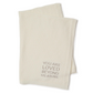 Mellow Monkey taupe soft knit cotton baby blanket featuring the embroidered text You Are Loved Beyond Measure