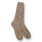 Mellow Monkey taupe ragg wool crew socks with a soft, vintage-inspired ribbed knit texture.