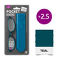 Mellow Monkey teal pocket reading glasses with matching protective case and microfibre cloth in retail packaging