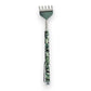 Mellow Monkey telescoping metal back scratcher with a green camouflage print handle and a convenient pocket clip.