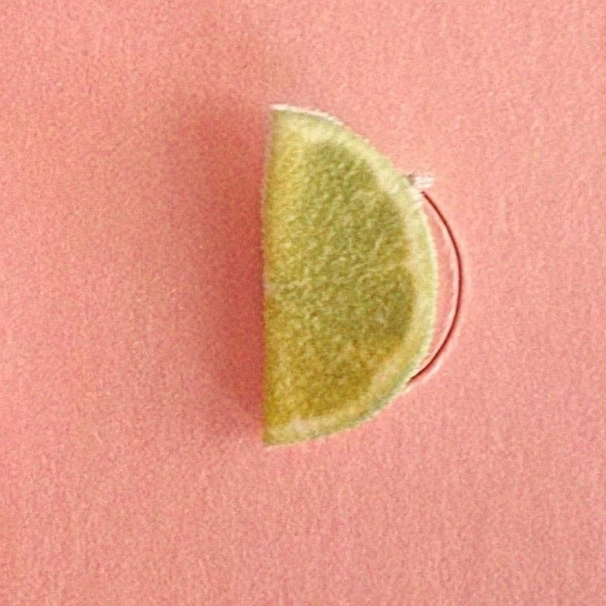 Mellow Monkey handmade tequila bottle and lime wedge stud earrings on a pink display card with stainless steel posts.