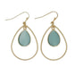 Mellow Monkey textured gold teardrop earrings with mint green dangle stones for a coastal beachy style.