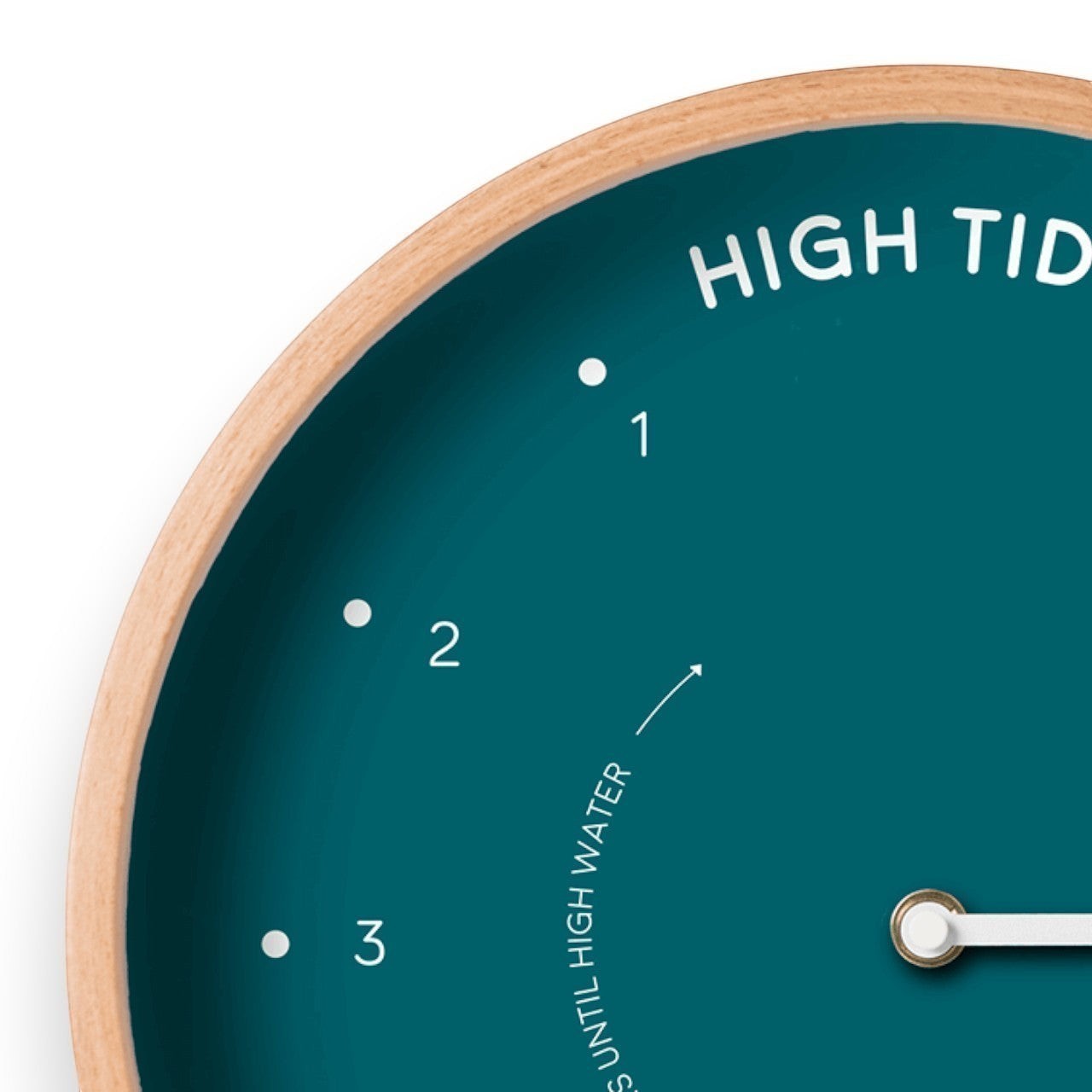 Mellow Monkey 12-in Peacock Wood Sailor Tide Clock with white hand and mineral glass face, displays tide times.