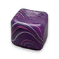 Mellow Monkey 2-inch purple tie-dye stress relief cube with glittery swirl patterns for sensory fidget play.