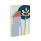 Mellow Monkey Together Tile acrylic wall art featuring a whimsical house and tree design with a dark blue circle background.