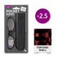 Mellow Monkey tortoiseshell pocket reading glasses with protective case and microfibre cloth, 2.5 magnification.
