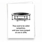 Mellow Monkey funny A2 greeting card featuring a trampoline illustration and a humorous joke about moms.