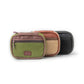 Mellow Monkey canvas travel pill and vitamin case with 8 compartments and exterior pocket. Available in green, beige, and black.