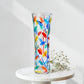 Mellow Monkey Tree of Life bud vase, 7-inch clear crystal hand-painted with colorful leaves and stems. Made in Italy.