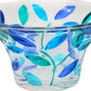Mellow Monkey Tree of Life Venetian glass bowl, 5-in, hand-painted with aqua and blue leaves.
