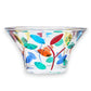 Mellow Monkey Tree of Life 5-inch glass bowl hand-painted with colorful leaves and branches. Ideal for gelato.