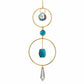 Mellow Monkey turquoise and crystal suncatcher ornament with bronze rings for window display