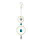 Mellow Monkey turquoise and crystal suncatcher ornament with bronze rings for window decoration