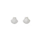 Mellow Monkey two-tone sea life stud earrings featuring gold starfish, silver seashells, and gold fish with crystals.
