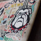 Mellow Monkey University of Georgia woven poly zip pouch featuring a detailed Bulldog mascot and school graphics