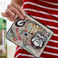Mellow Monkey University of Georgia zip pouch featuring a woven Bulldog mascot and campus landmarks on poly fabric.