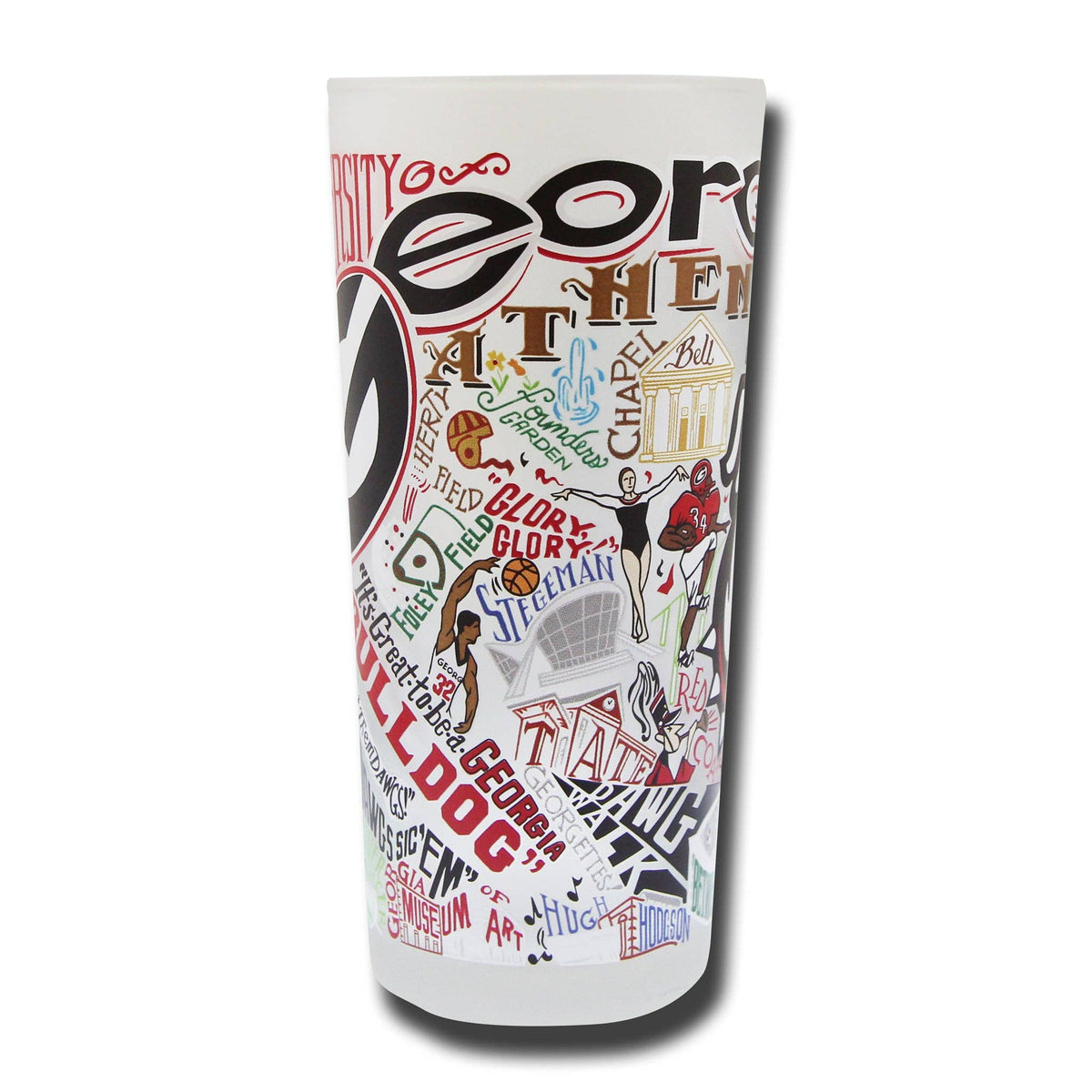 Mellow Monkey 15 oz University of Georgia collegiate drinking glass with vibrant hand-applied graphic artwork