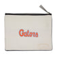 Mellow Monkey University of Florida Gators zip pouch in cream polyester with orange and blue woven team logo