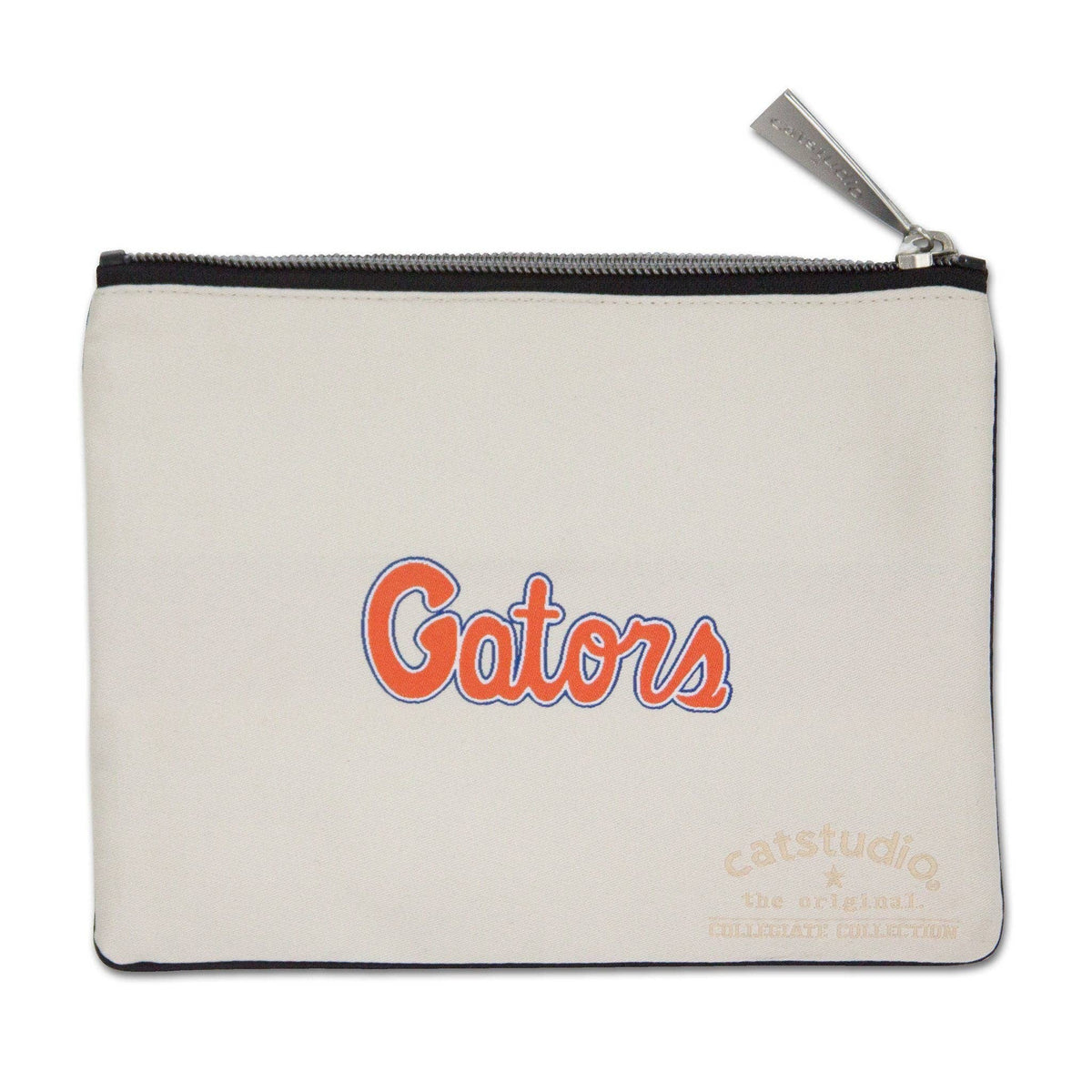 Mellow Monkey University of Florida Gators zip pouch in cream polyester with orange and blue woven team logo