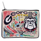 Mellow Monkey University of Georgia zip pouch featuring woven UGA bulldog graphics and campus landmarks on poly fabric.