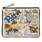 Mellow Monkey University of Pittsburgh woven zip pouch with collegiate artwork, metallic thread, and custom zipper pull.
