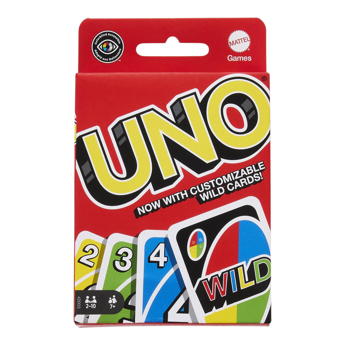Mellow Monkey UNO card game box featuring the iconic red, yellow, green, and blue branding for family game night.