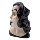 Mellow Monkey Vampira ceramic portrait vase with glossy black hair and gothic vintage style for home decor.