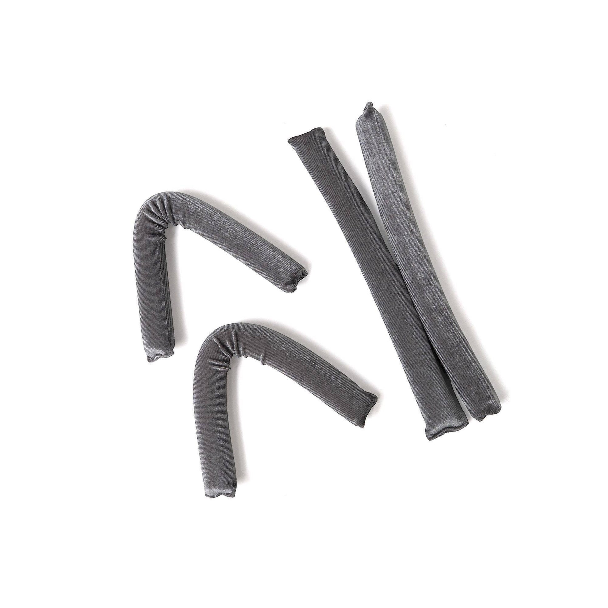 Mellow Monkey grey velvet hair rollers for heatless waves and curls. Jumbo size, flexible core, ideal for overnight styling.