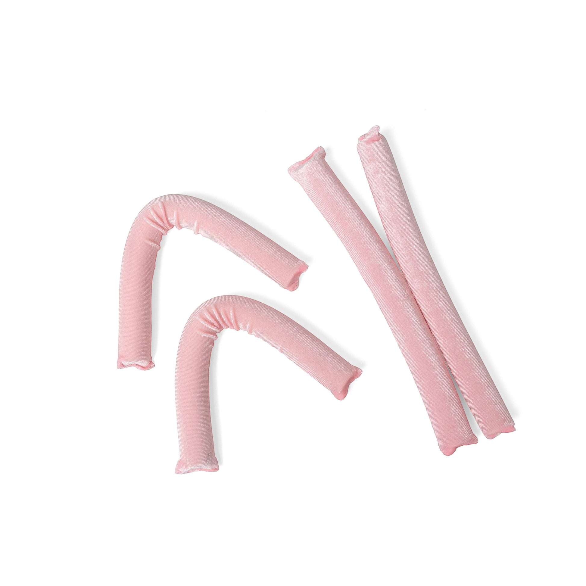 Mellow Monkey pink velvet hair rollers for heatless waves and curls. Jumbo size, flexible core.