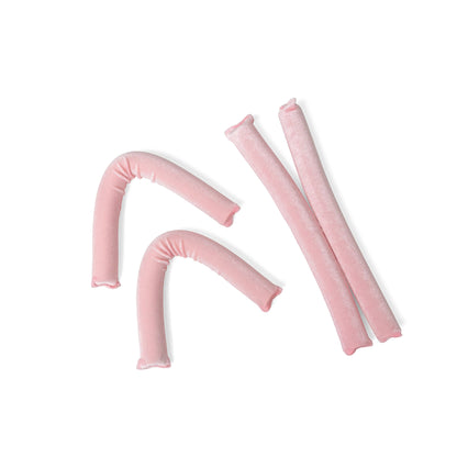 Mellow Monkey pink velvet hair rollers for heatless waves and curls. Jumbo size, flexible core.