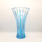 Mellow Monkey 12-inch Venetian crystal fluted vase with hand-painted blue and aqua vertical stripes