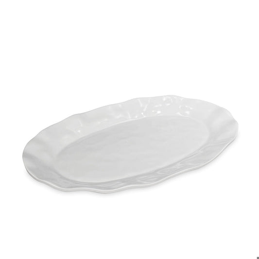 Mellow Monkey VIDA Havana Oval Tray in white, made of luxury melamine with a textured rim. Ideal for indoor/outdoor entertaining.