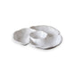 Mellow Monkey VIDA Havana Triple Dip serving dish in white luxury melamine. Organic, flowing shape with three compartments for dips or garnishes.